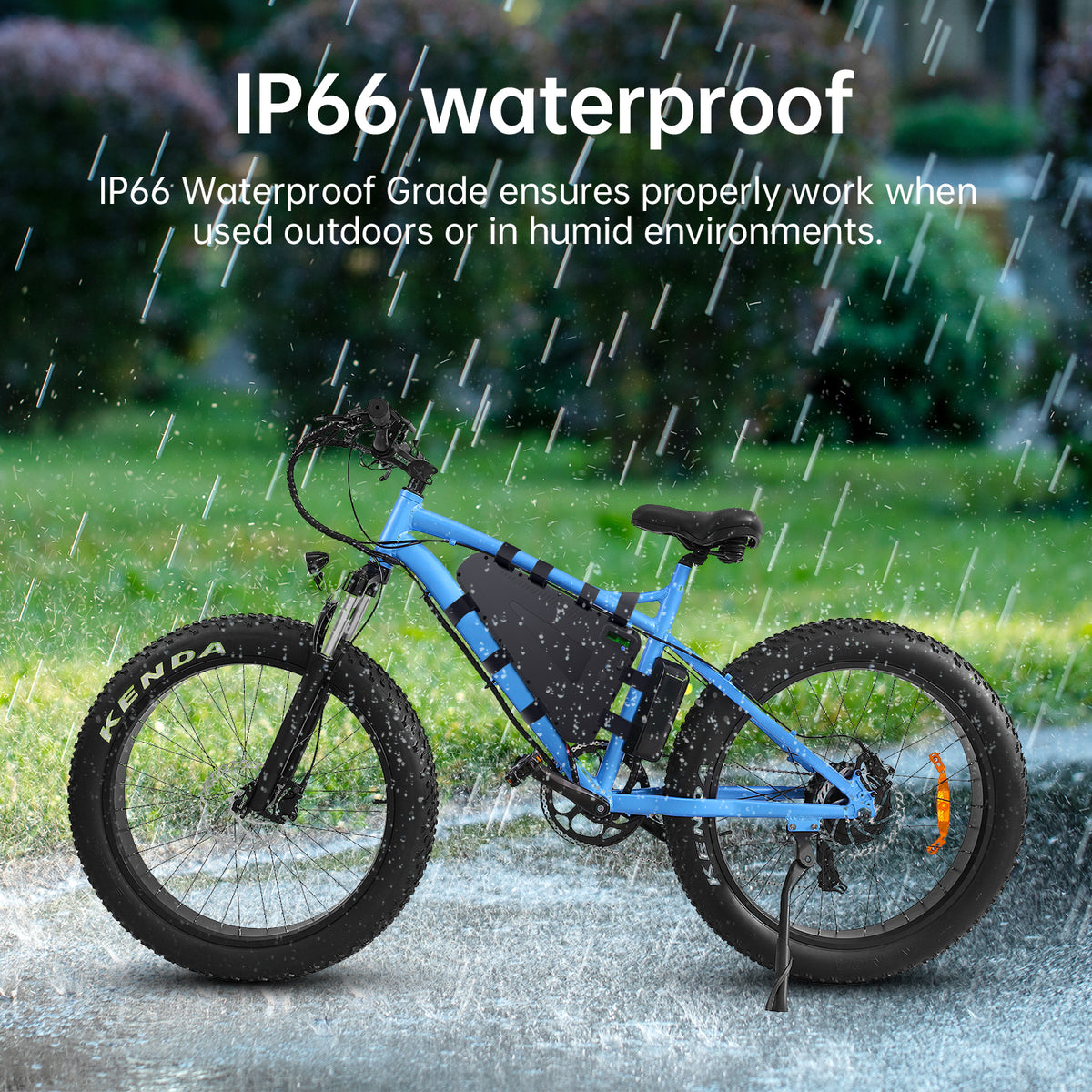 72v triangle ebike battery installed in an ebike day under the raining day
