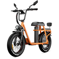 E20 48V 1000W fat tire electric bike with orange frame, LCD display, removable samsung battery