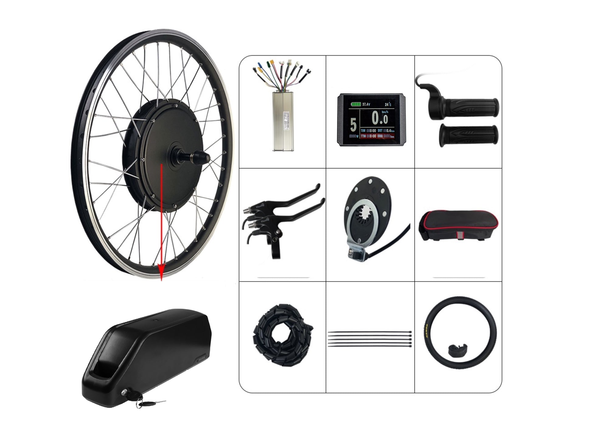 20" - 29" Wheel 48v 2000w Ebike Conversion Kit with KT LCD3 LCD8 display