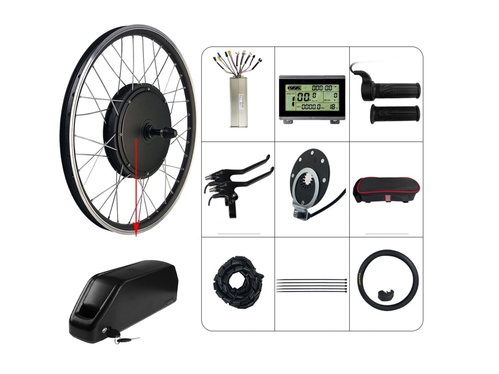 20" - 29" Wheel 48v 2000w Ebike Conversion Kit with KT LCD3 LCD8 display