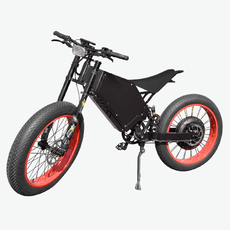 72v 3000w sealth bomber electric bike with red tire, black frame, headlight, KKE front fork and motorcycle seat