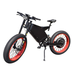 red fat wheel 72v 3000w with bicycle seat, headlight, KKE front fork, red tire.