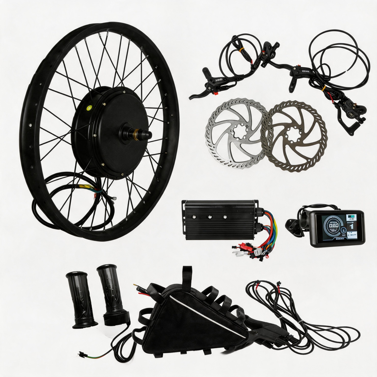 3000w mtb conversion kit with battery, hydraulic disc brake, tft display