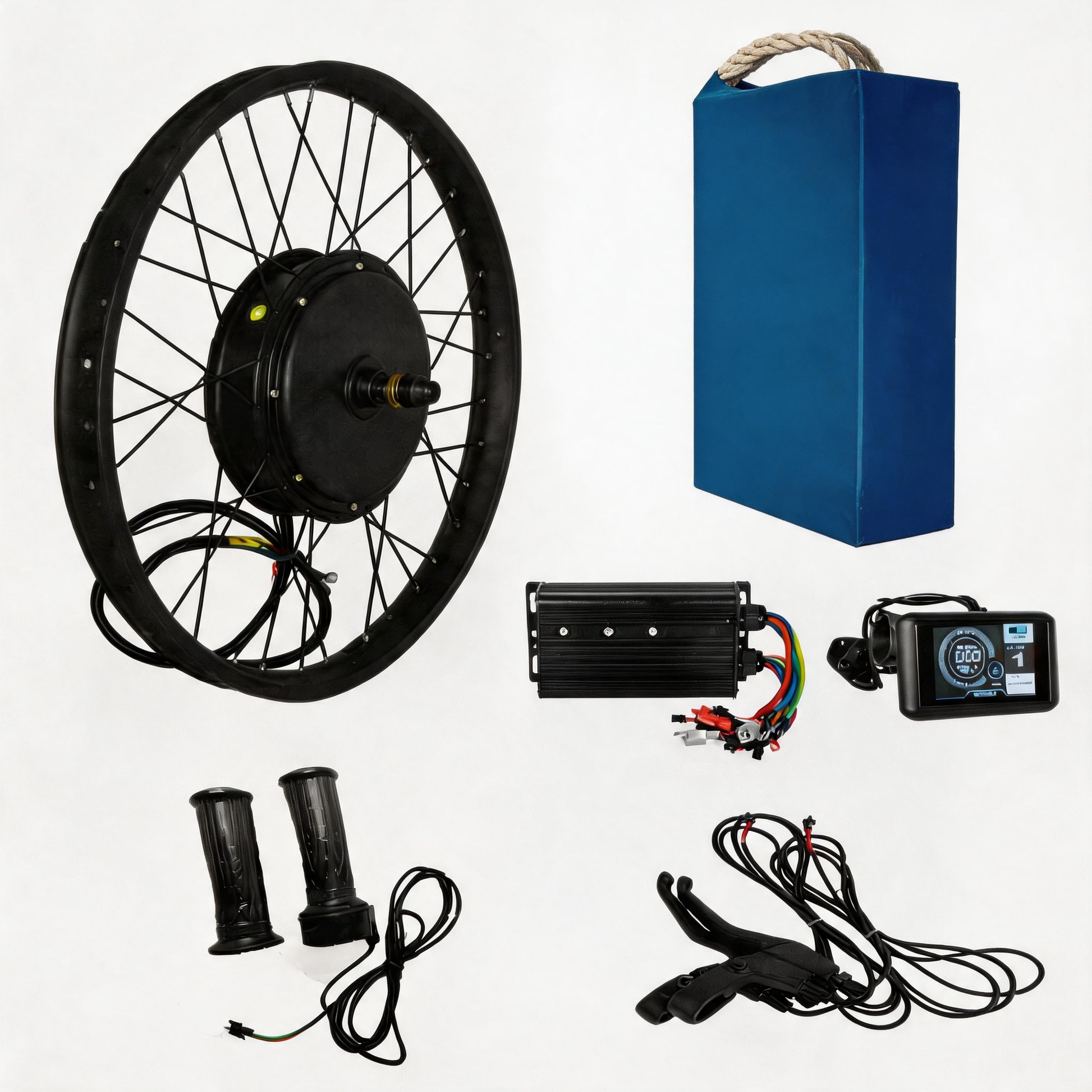 Motorrad- und MTX-Hinterrad-Umrüstsatz für 72V 5000W E-Bike-Nabenmotor mit 80A-Controller und UKC1-TFT-Display