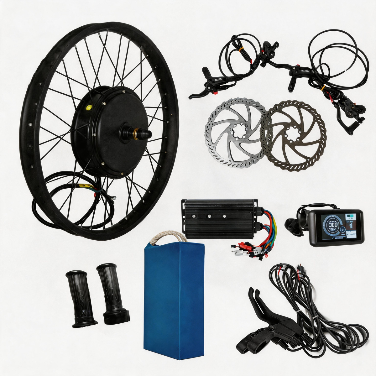 Kit de conversion de moteur de moyeu électrique 72v 5000w pour roues de moto & MTX avec contrôleur 80A et affichage UKC1 TFT