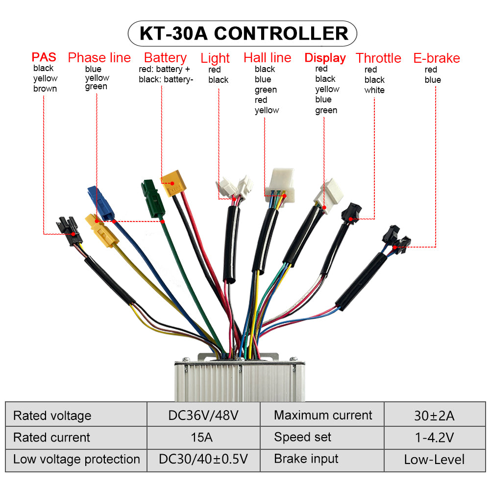 30A KT KT Controller for 1000w electric bike kit with battery