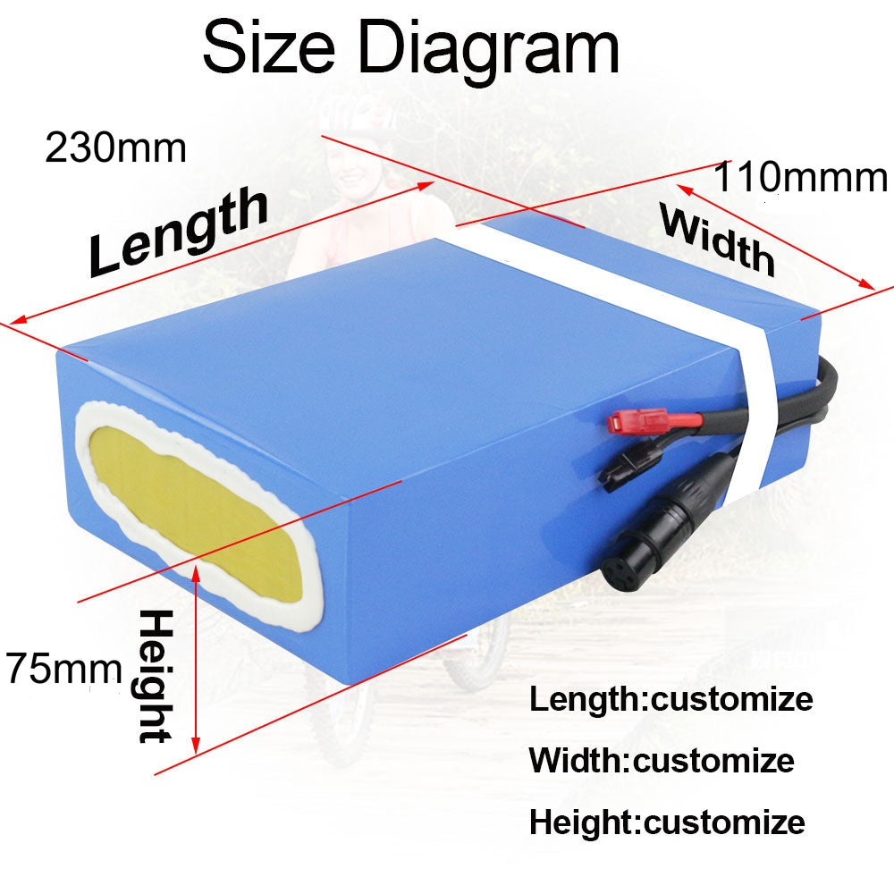36V 20Ah ebike battery size
