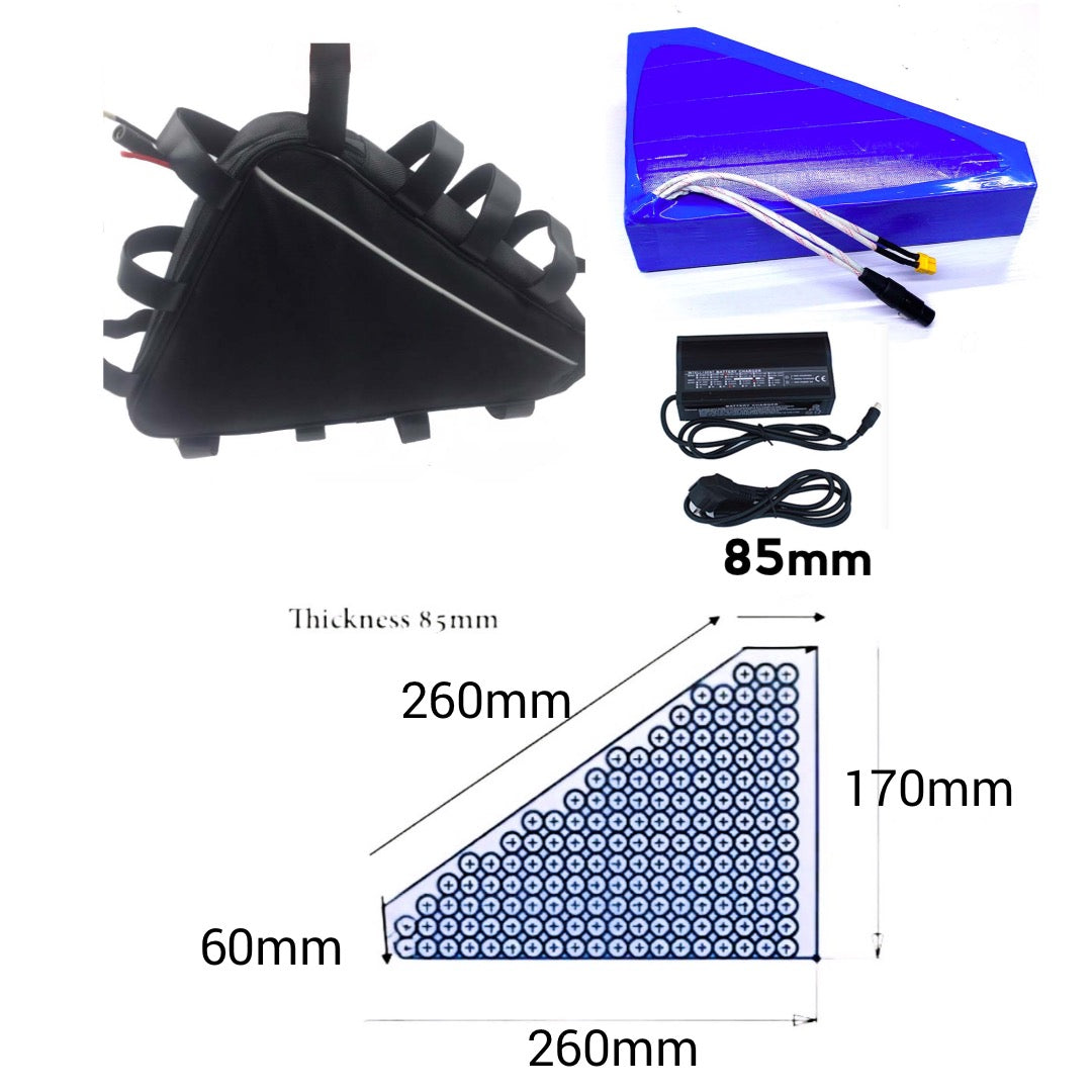 48V52V18.2-32Ah Triangle Li-on E-bike Battery Pack for 1500-3000W Electric Bike Kit
