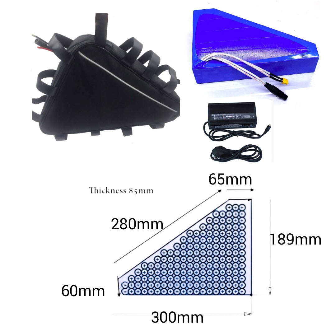 48V52V18.2-32Ah Triangle Li-on E-bike Battery Pack for 1500-3000W Electric Bike Kit