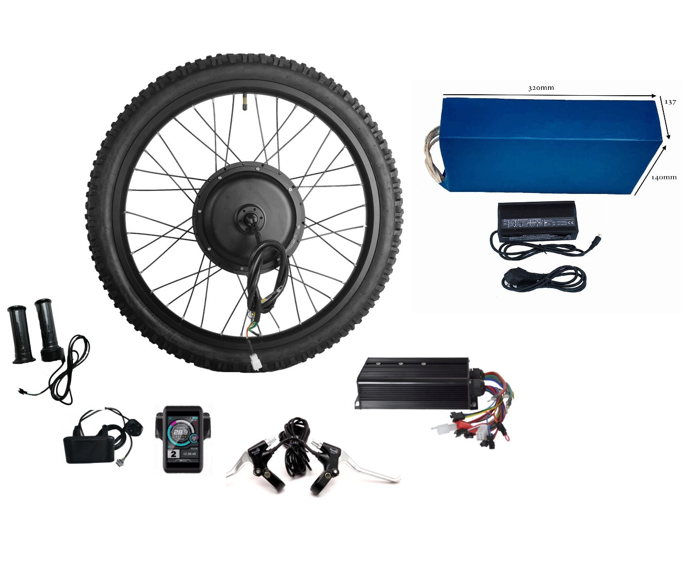 5000W Rear Wheel Electric Bike Hub Motor Conversion kit w/ TFT Display 26 5000W Rear Wheel Electric Bike Hub Motor Conversion kit w/ TFT Display 26