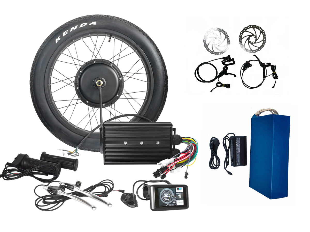 fat wheel 5000w electric bike kit with battery and hydraulic disc brake