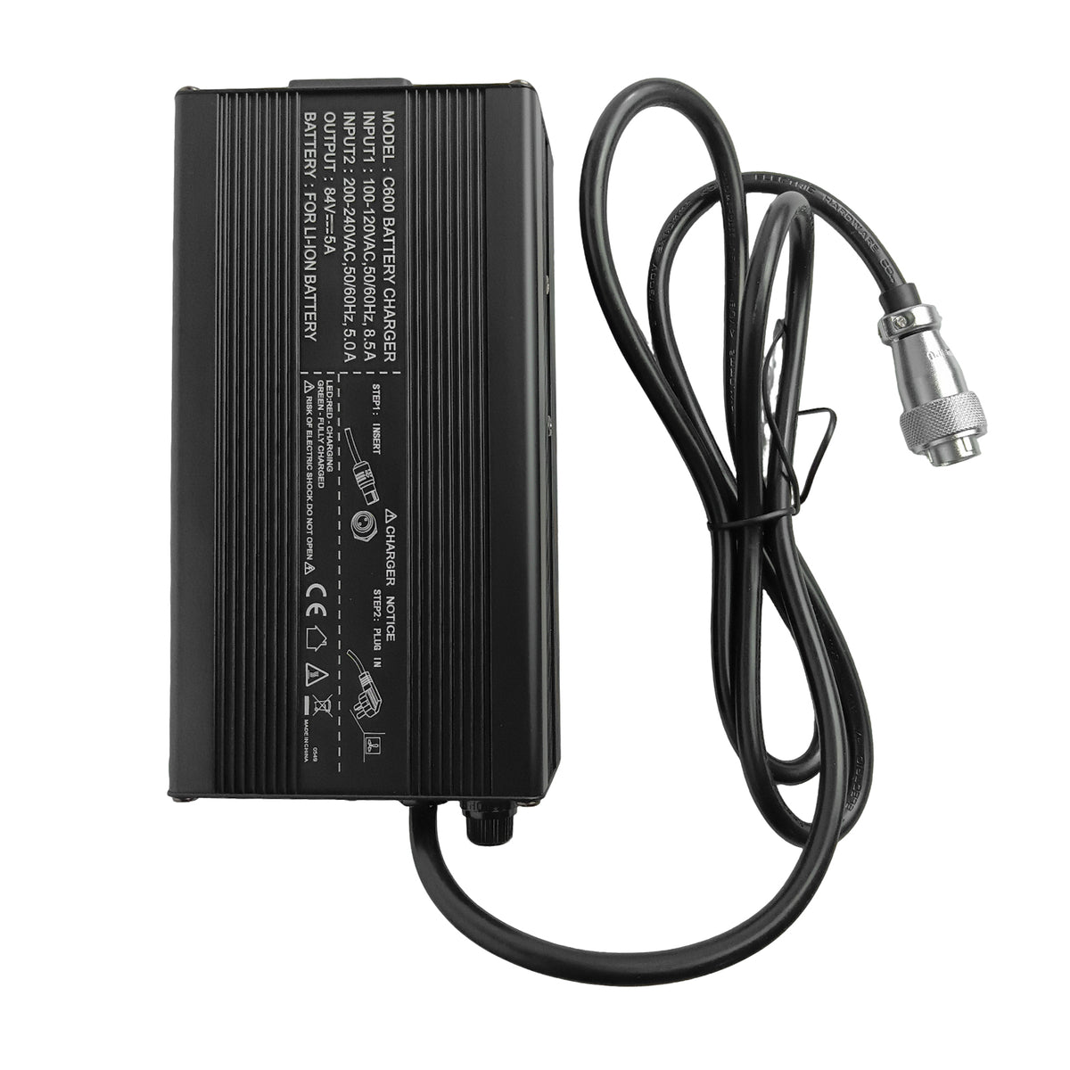 72V 5A charger with 2-pin connector
