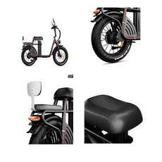 ET20 1000w fat tire electric bike-show the details of rear rack, rear wheel and big comfortable seat