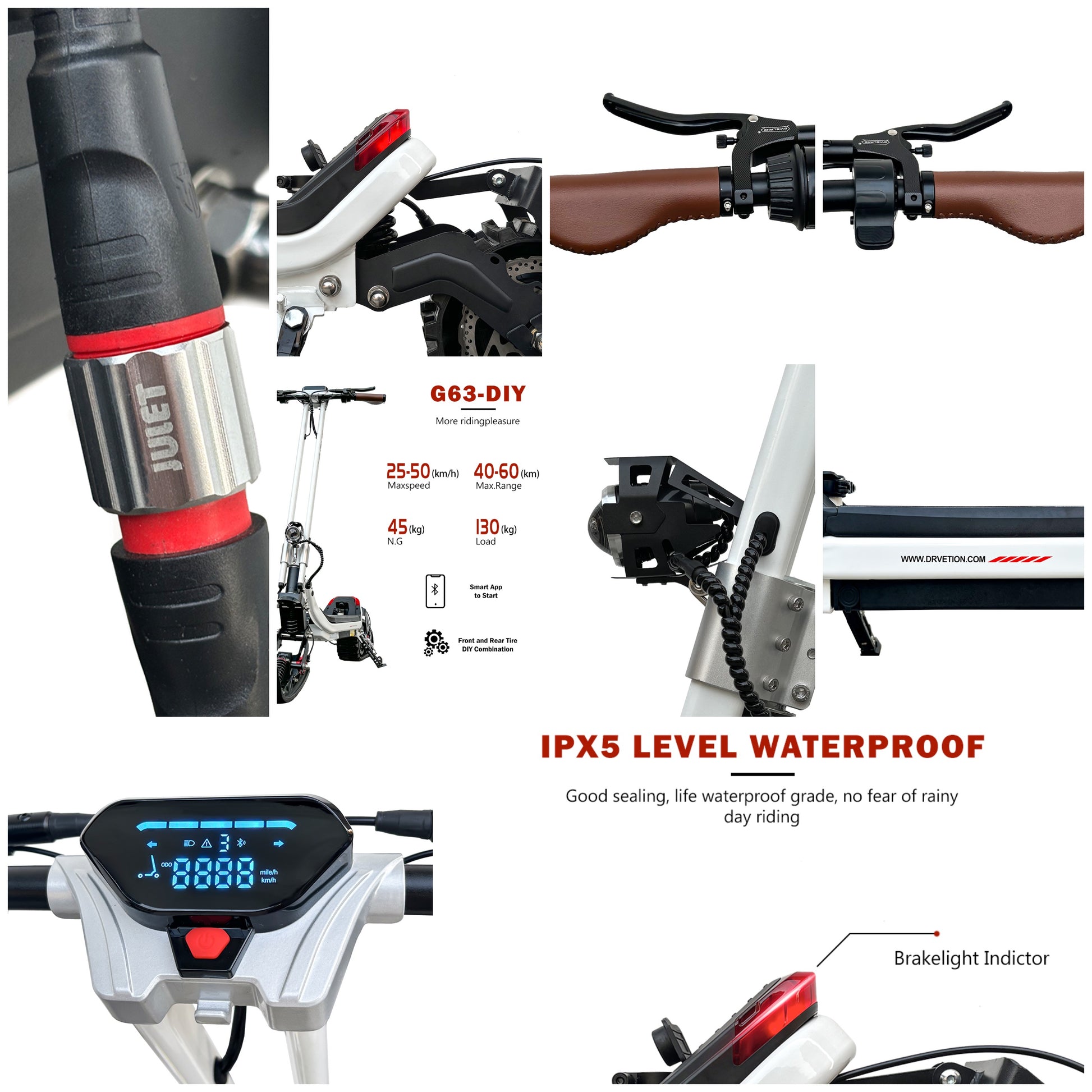 DIY Electric Off-Road Snowbike Sledding Scooter 130kgs Max Load