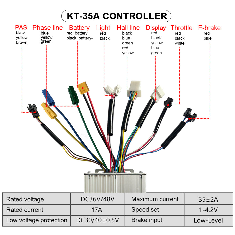 KT-35A controller wiring for electric bike motor kit