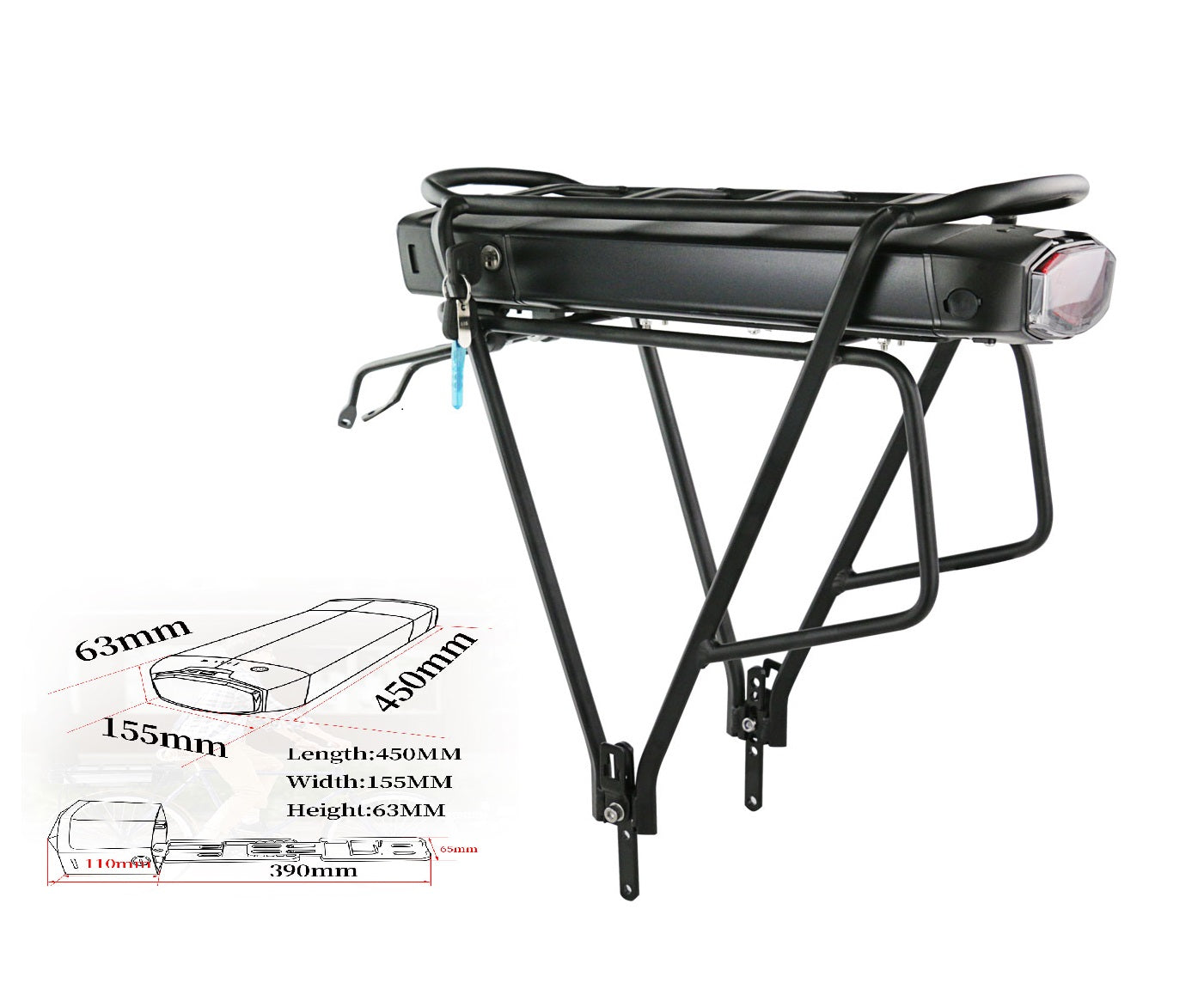 rear rack ebike battery 36v