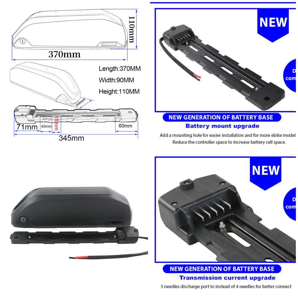 Lithium Ion 48v 52v Downtube eBike Battery for 1000w 1500w Motor ...