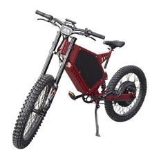 motorcycle wheel stealth bomber ebike 3000w 72v with red frame, bicycle seat, kke front fork, hydraulic disc brake