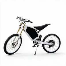 72v 3000w stealth bomber electric bike with bicycle wheel, motorcycle seat, white frame, zoom front fork, hydraulic disc brake