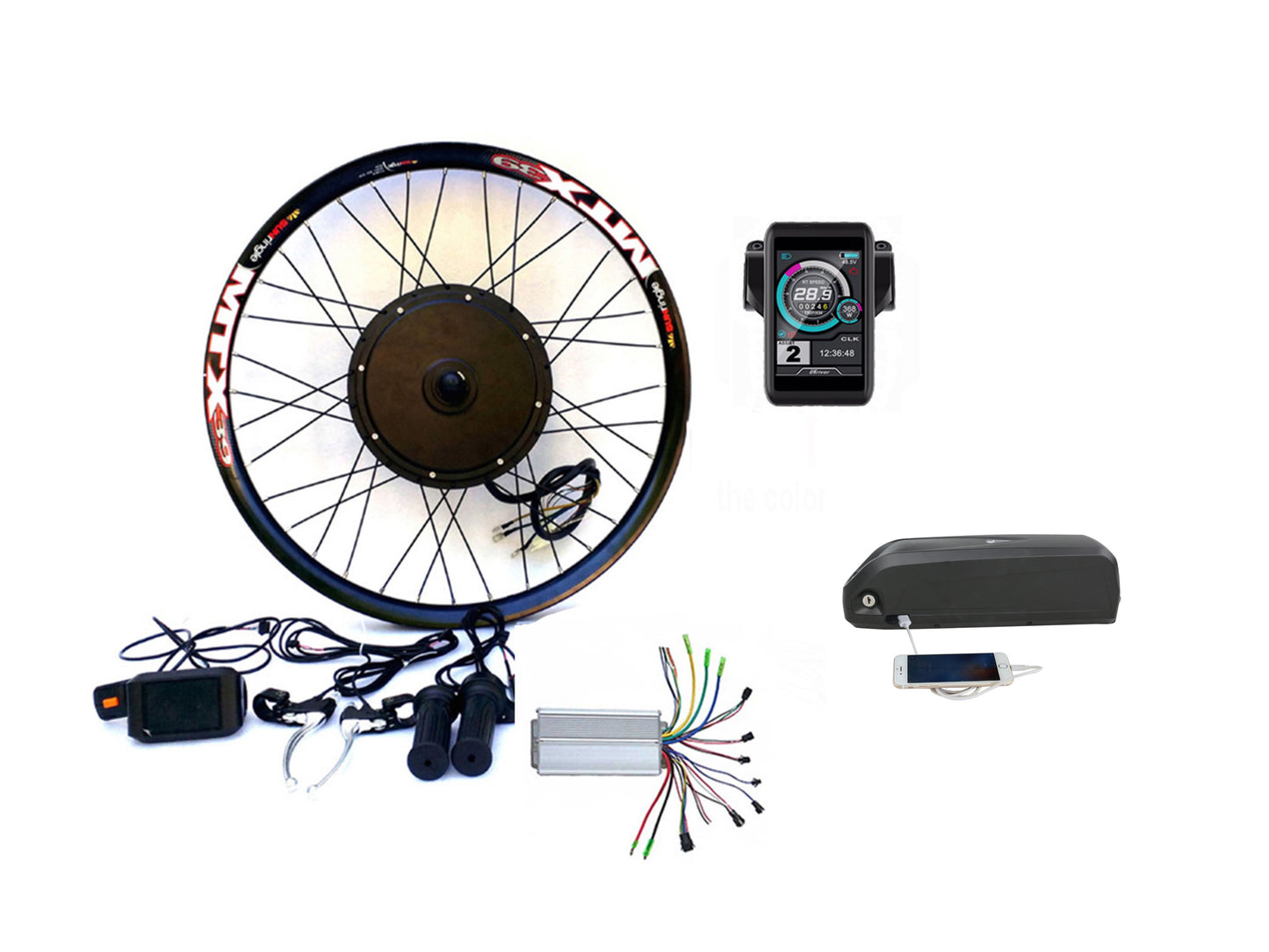 48V1500W Electric MTB Bicycle E Bike Hub Motor Conversion kit MTX Rim + TFT Display