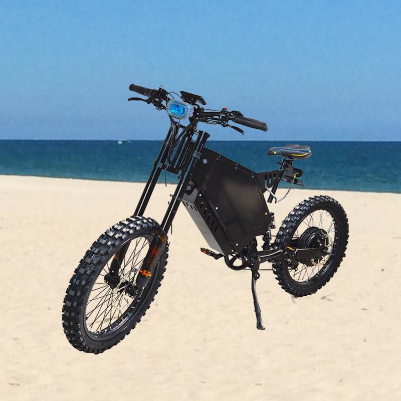 3000w electric bike with black frame, motorcycle wheel on beach