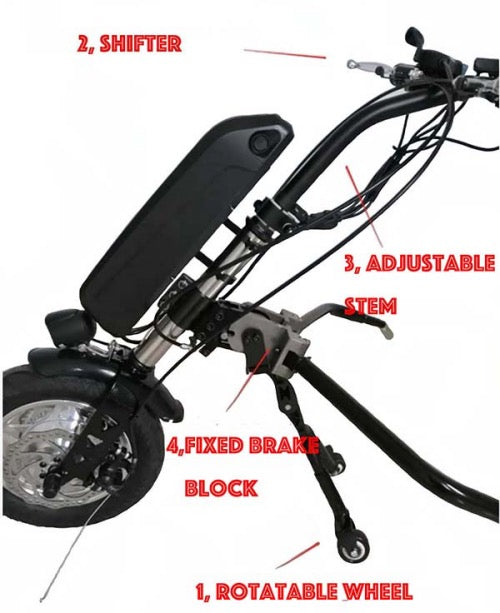 electric attachable handcycle for wheelchair