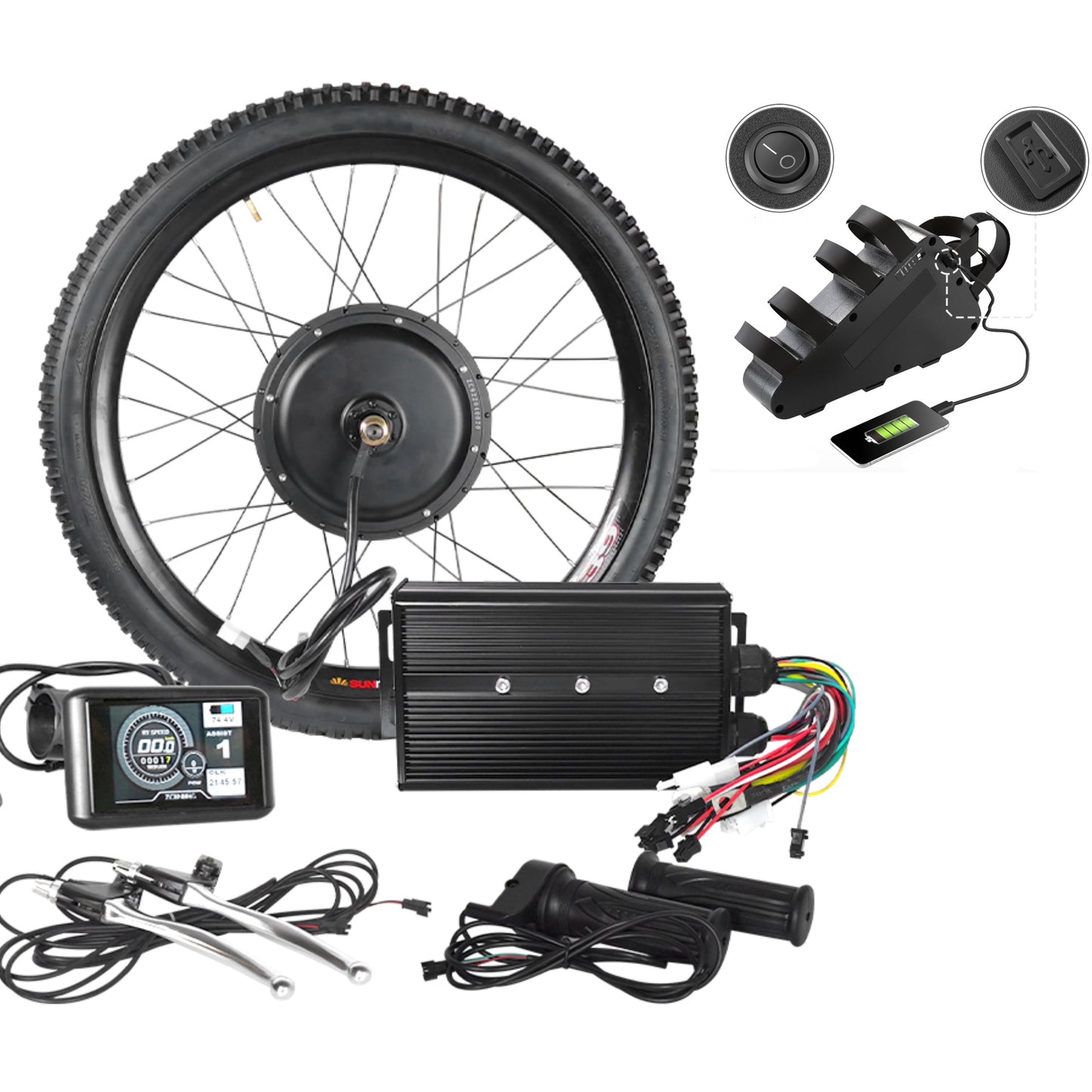 3.5" TFT + 3000W MTB Electric Bicycle E-Bike Hub Motor Conversion kit