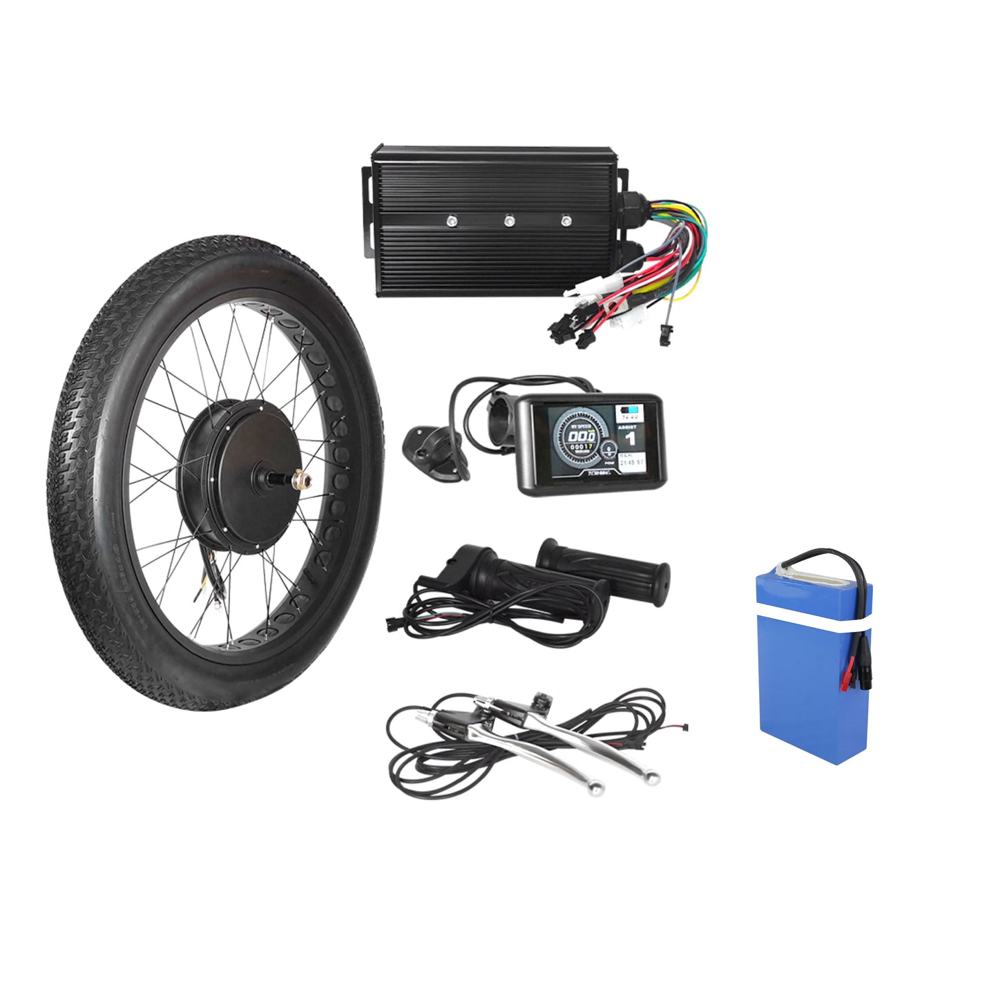 4.0" Rear Wheel 3000W Hub Motor Fat Tire eBike Kit + LCD or TFT Display