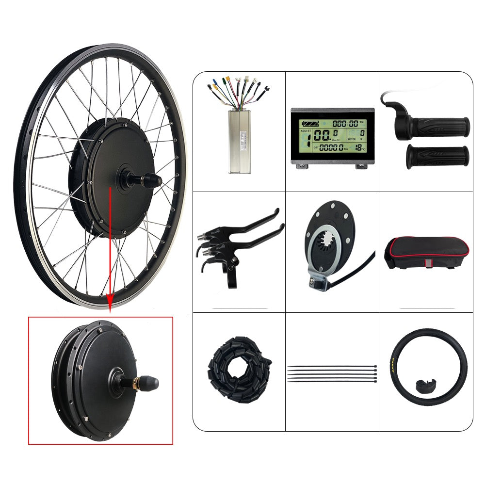 48V1000W Hub Motor Electric Bike Bicycle Conversion Kit KT-30A Sine-Wave Controller +Tire + LCD