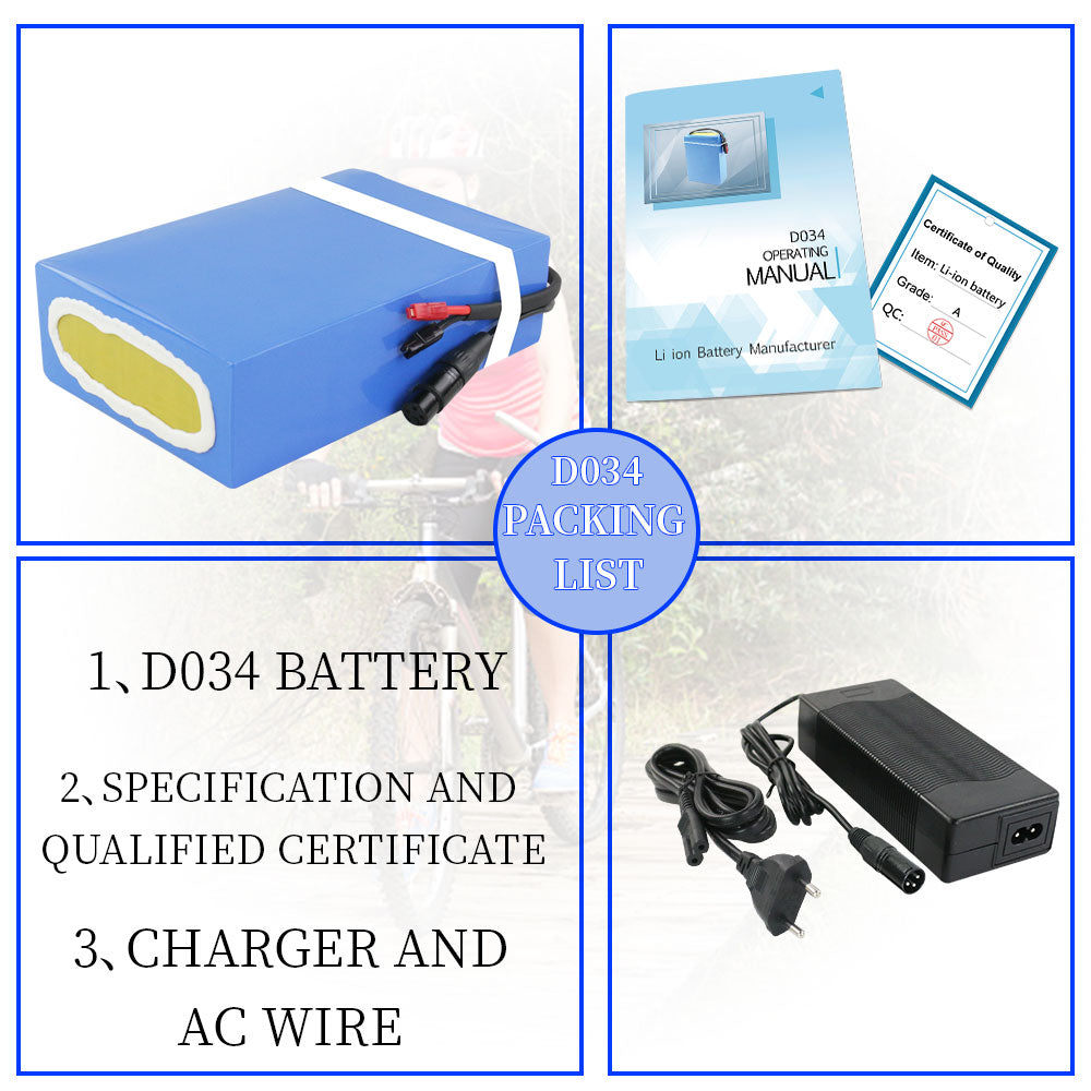 52v lithium ion battery with charger, manual and QS certificate